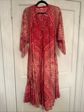 Matta NY Pink/Coral Red Paisley Maxi Dress